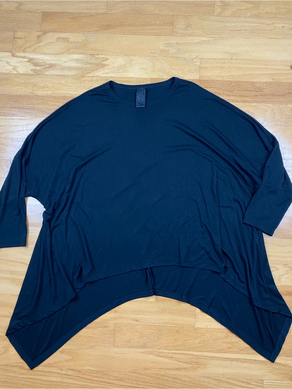KEDEM SASSON Asymmetrical Top Tunic Black Lagenlook Size 3 (US 20-22), K412